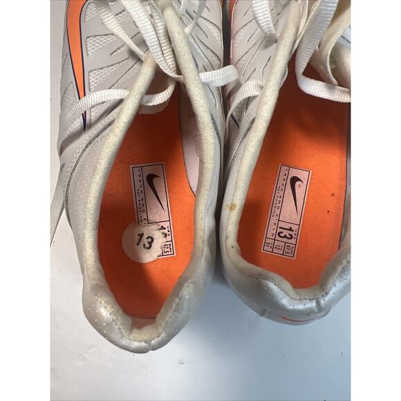Nike Mens Shoe 13 White Orange Track Cleat Spikes Running Zoom Maxcat Bowerman - Picture 12 of 13
